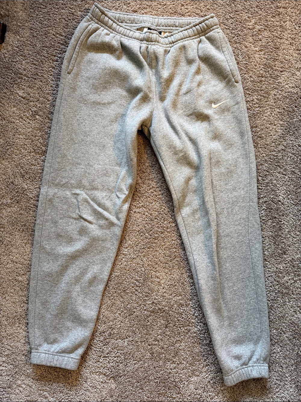 Nike Womens Light Grey Fleece Joggers with White Swoosh
